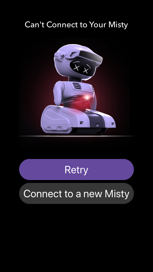 Misty App reconnect screen