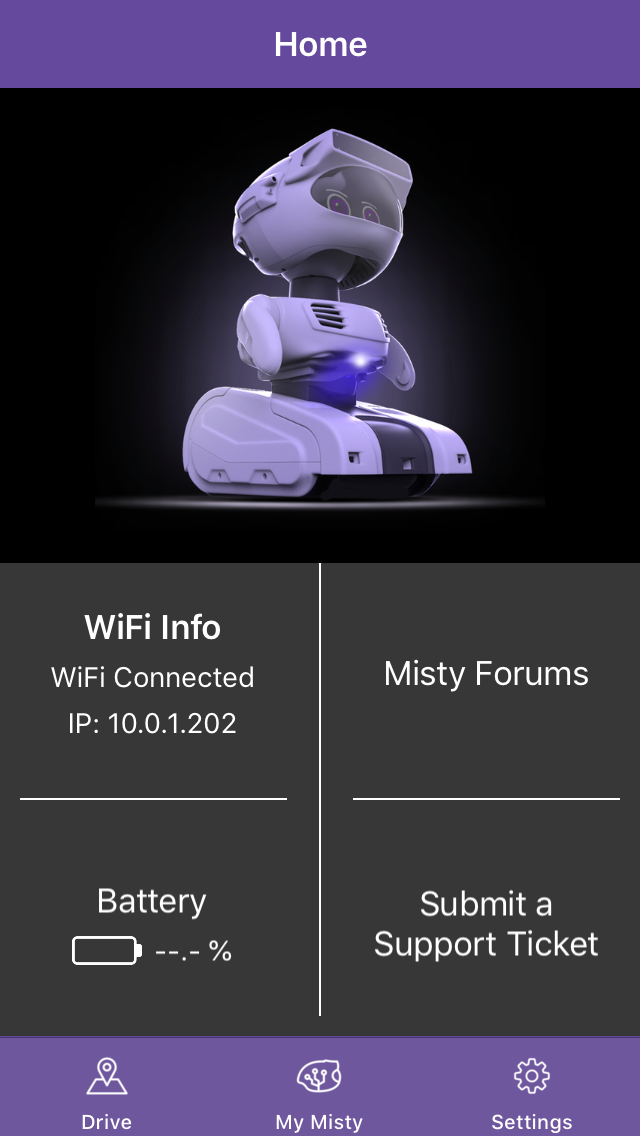 Misty App home screen